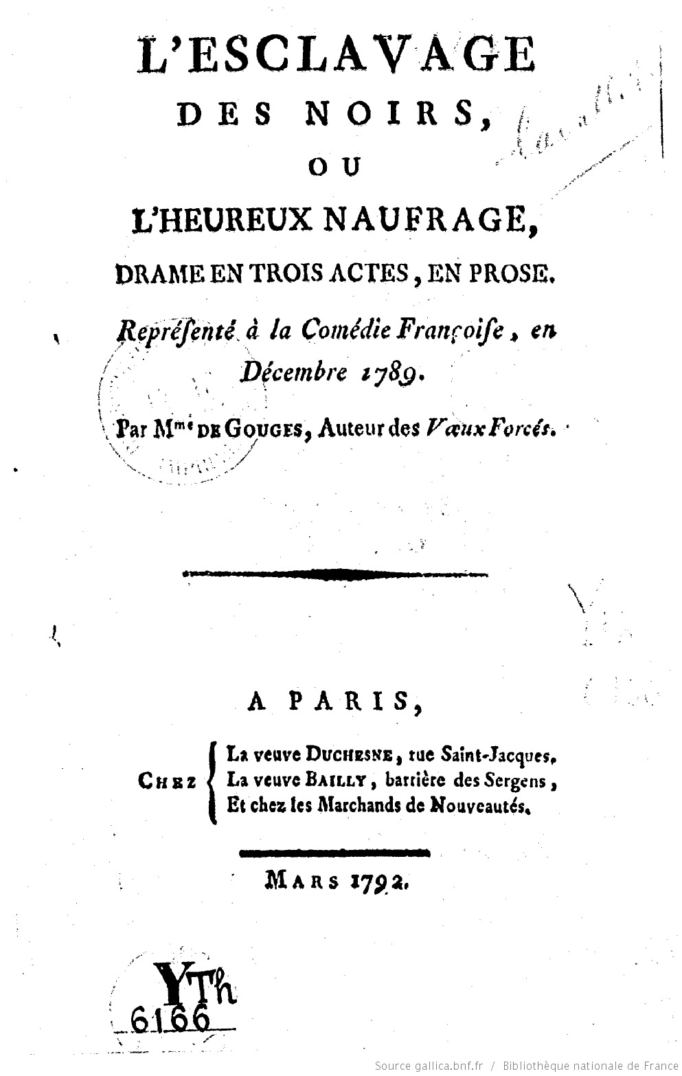 L'Esclavage Des Noirs, Ou L'Heureux Naufrage