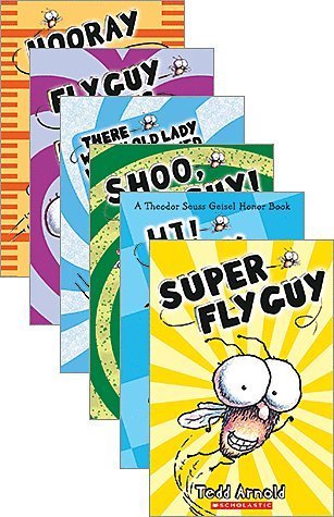 FLY GUY Set of 6 Books; Hi! Fly Guy, There Was an Old Lady Who Swallowed Fly Guy, Fly Guy Meets Fly Girl, Super Fly Guy, Hooray for Fly Guy, Shoo Fly Guy, book cover