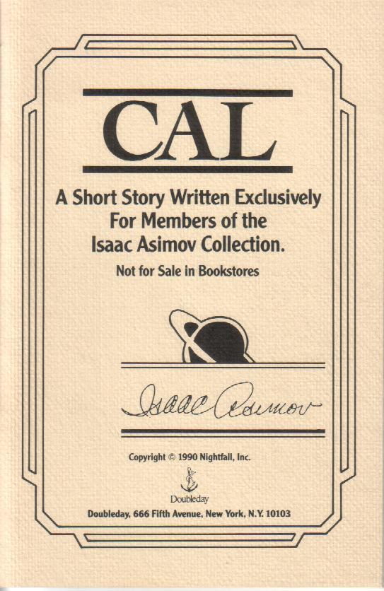 Cal by Isaac Asimov Goodreads