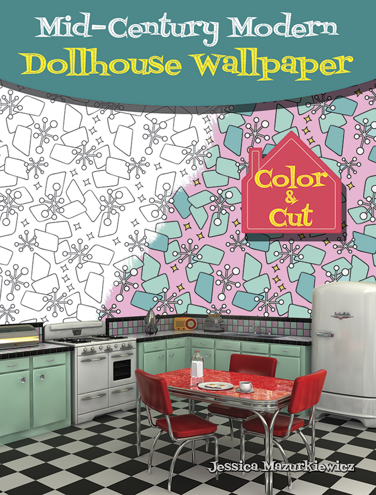 Mid-Century Modern Dollhouse Wallpaper: Color & Cut by Jessica