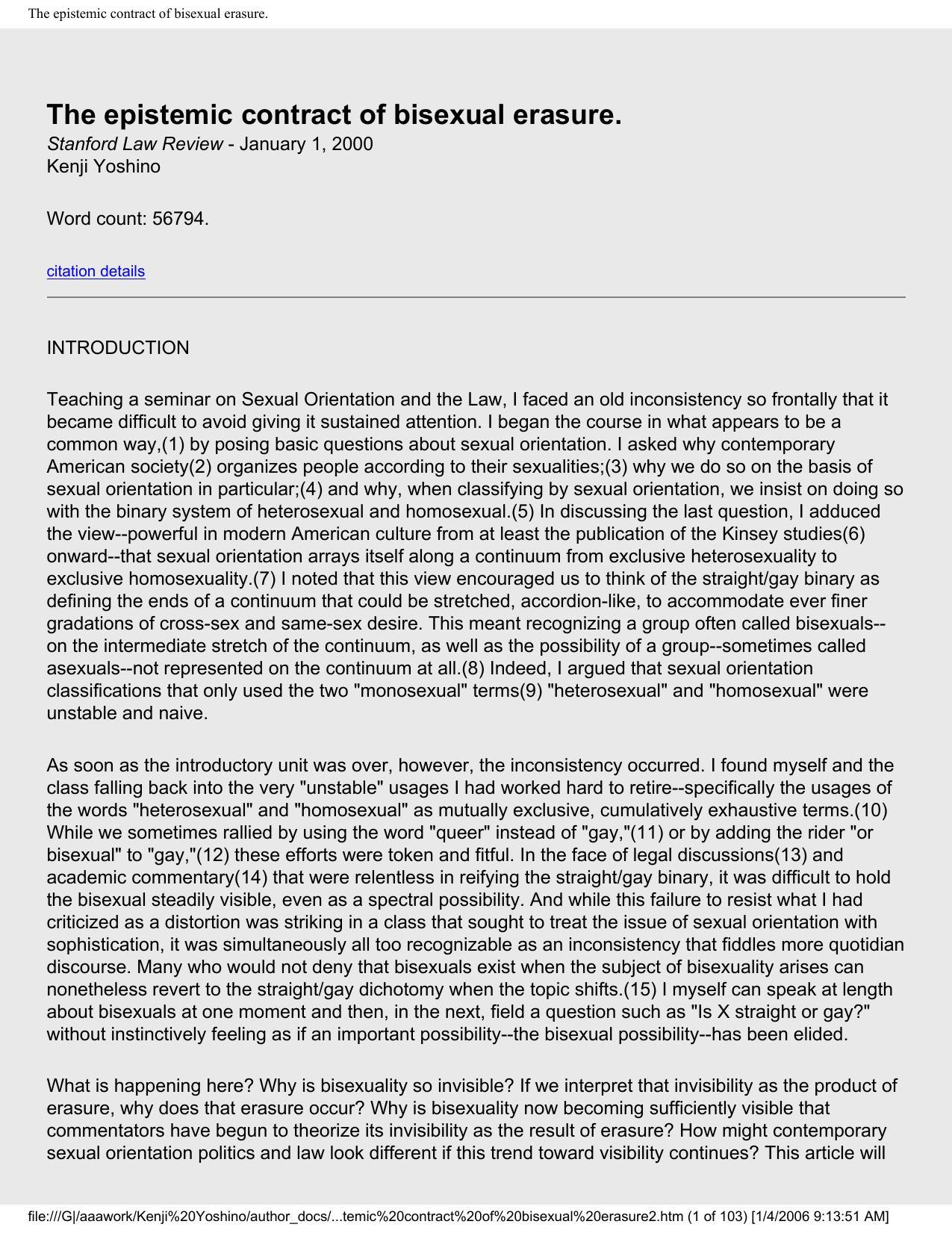 The Epistemic Contract of Bisexual Erasure