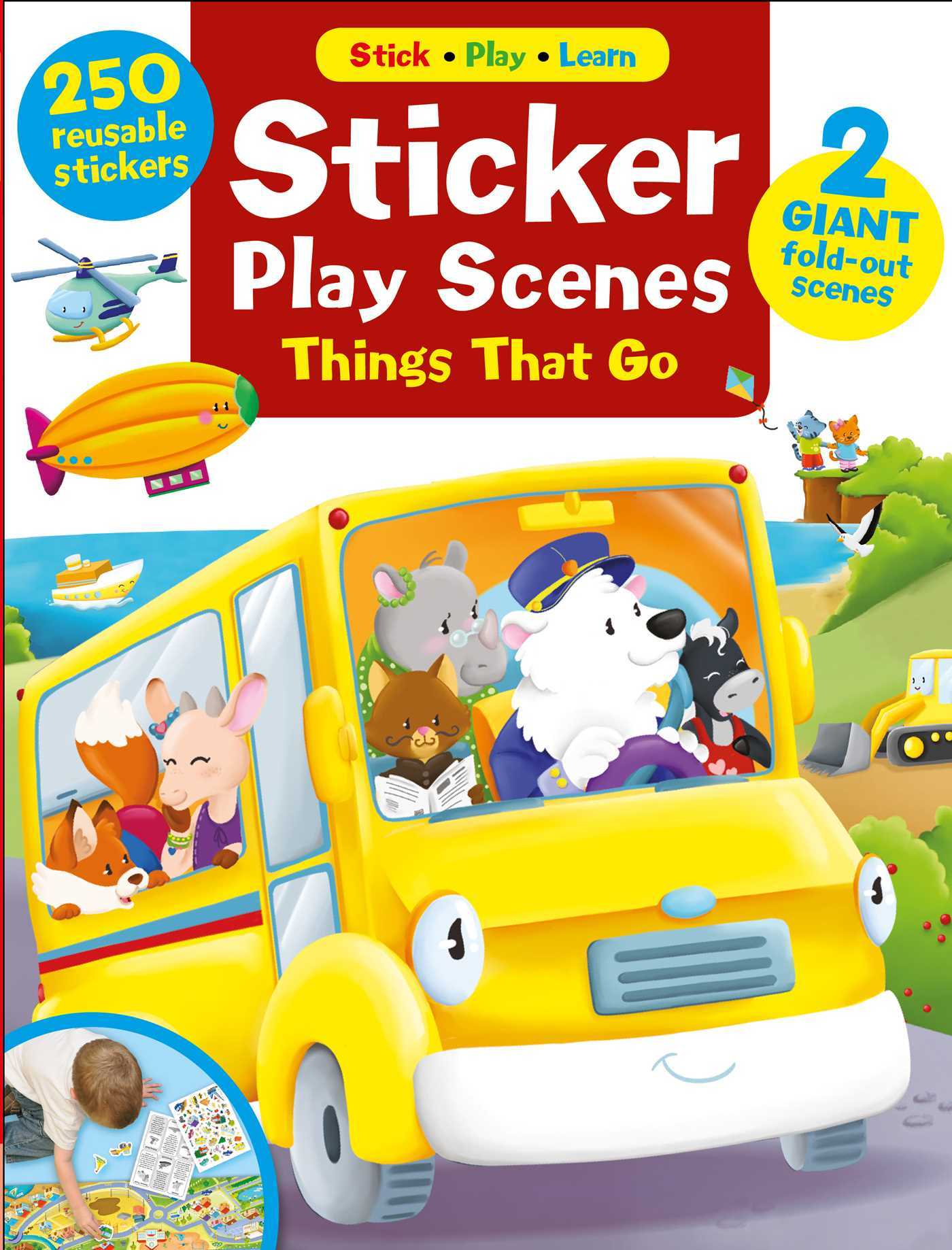 Sticker Play Scenes Things that Go 250 Reusable Stickers, 2 Giant