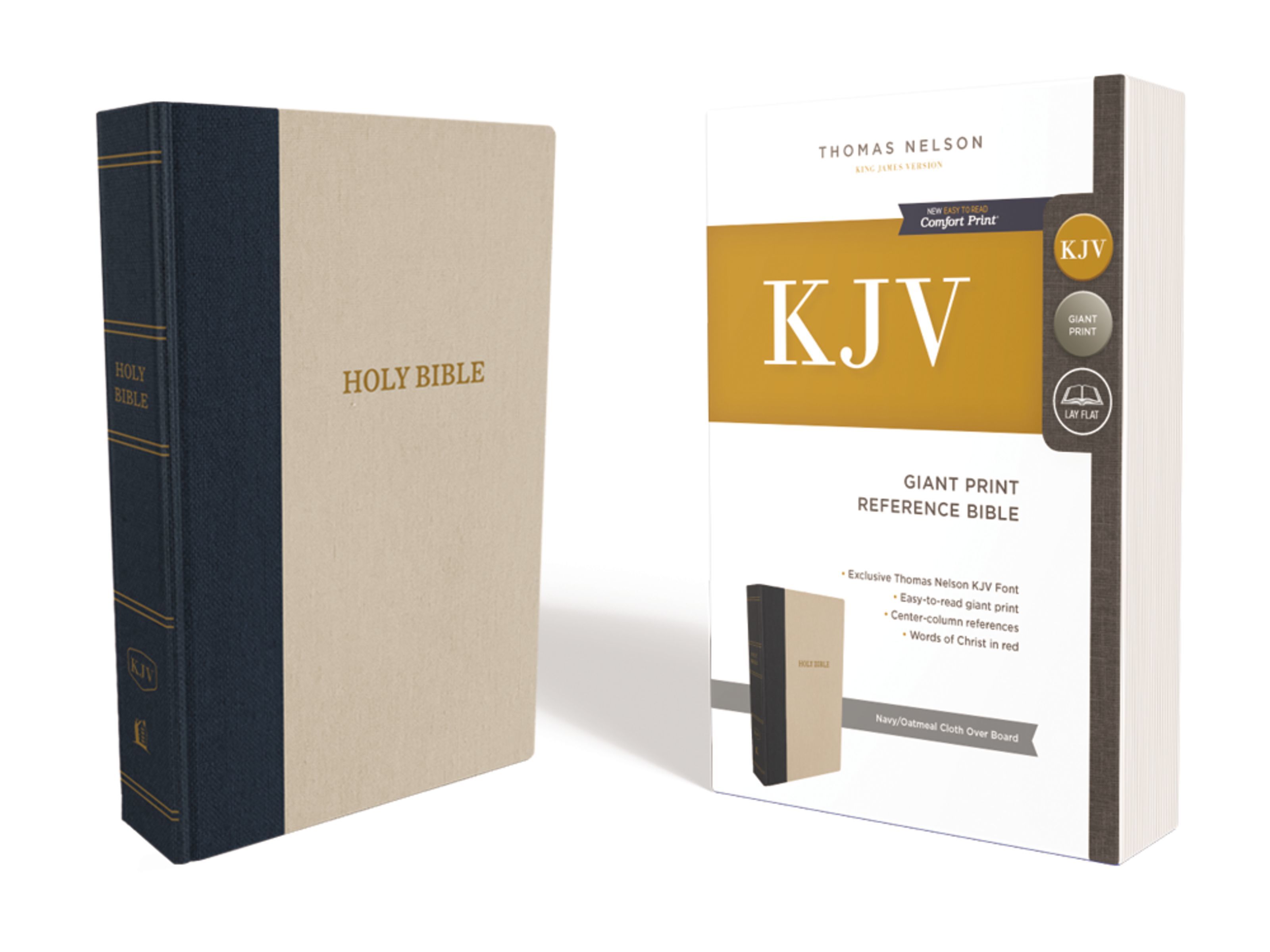 KJV Holy Bible, Giant Print CenterColumn Reference Bible, Blue/Tan