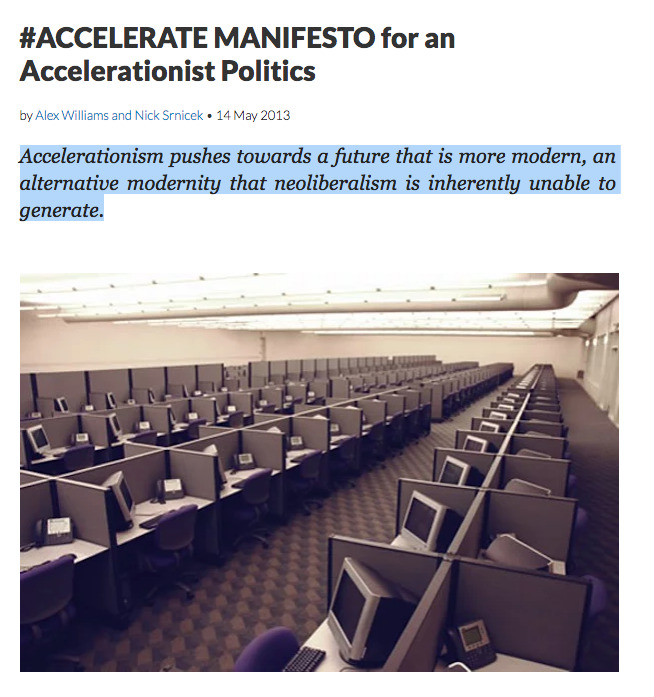 #ACCELERATE: Manifesto for an Accelerationist Politics