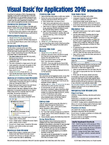 Visual Basic for Applications (VBA) 2016 Introduction Quick Reference ...