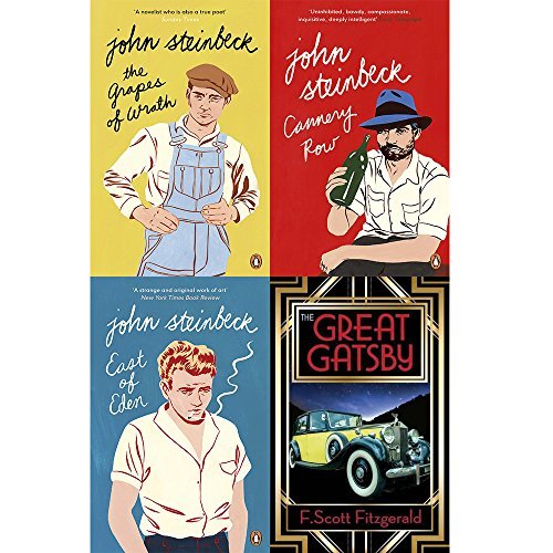 Grapes of wrath, east of eden, cannery row and great gatsby 4 books