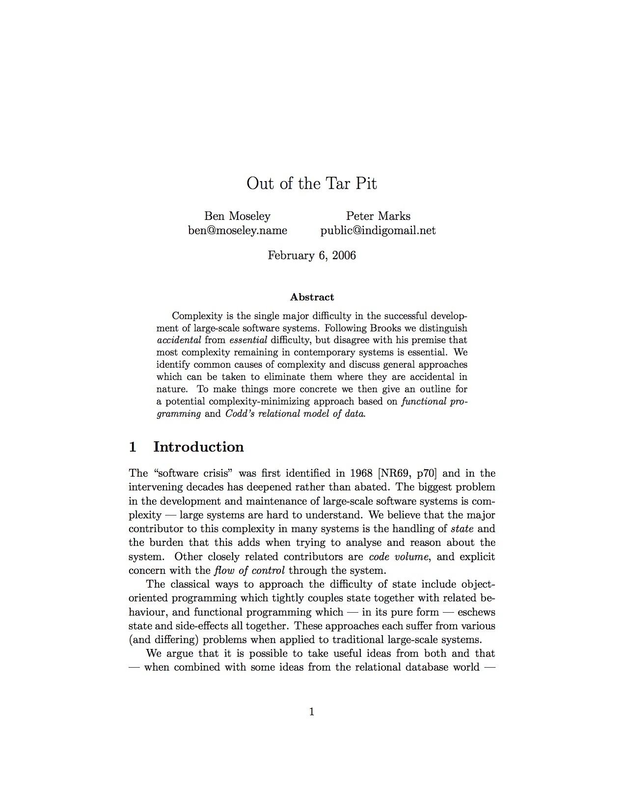 Out of the Tar Pit
