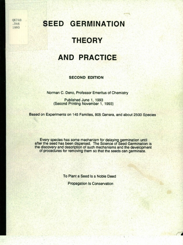 Seed Germination Theory and Practice by Norman C. Deno Goodreads