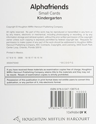 Alphafriends Cards Small, Level K by Houghton Mifflin Company | Goodreads