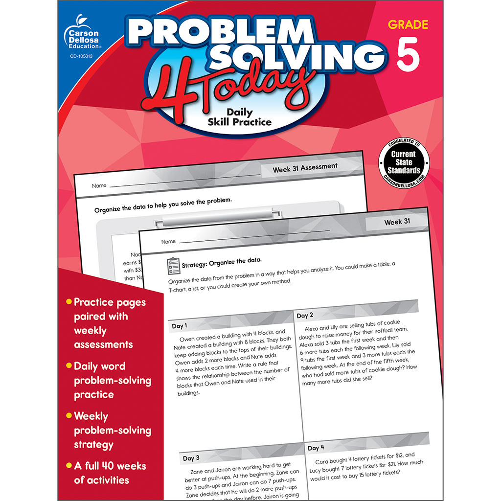 Carson Dellosa Problem Solving 4 Today Daily Skill Practice Math 