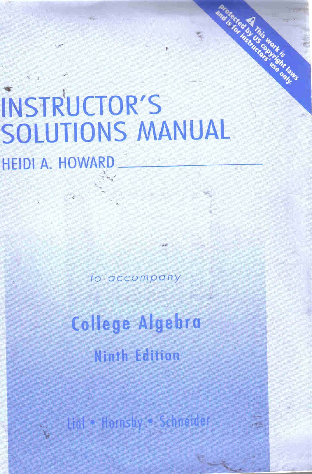 Instructor's Solutions Manual for College Algebra, 9th Edition by Heidi ...