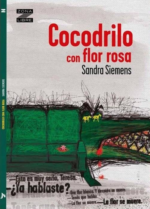 Cocodrilo con flor rosa