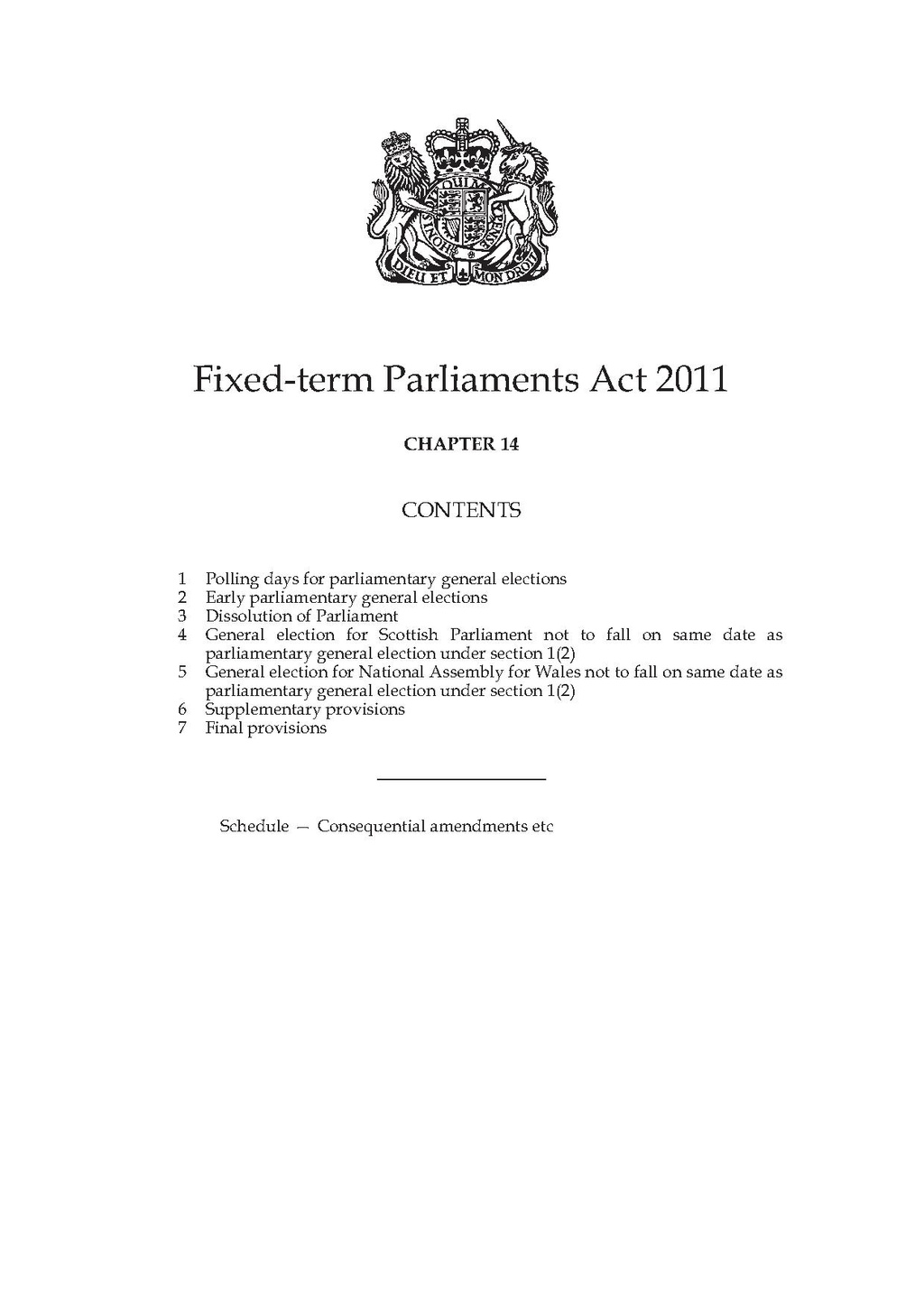 The Fixedterm Parliaments Act 2011 by Anonymous Goodreads