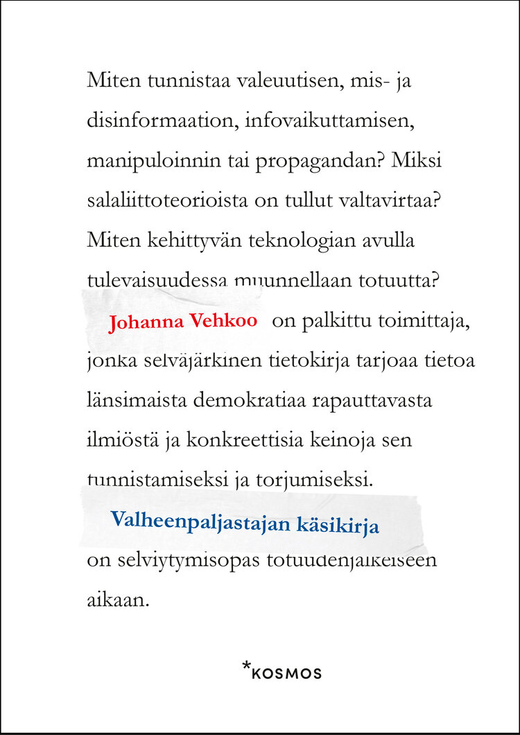 Valheenpaljastajan käsikirja book cover