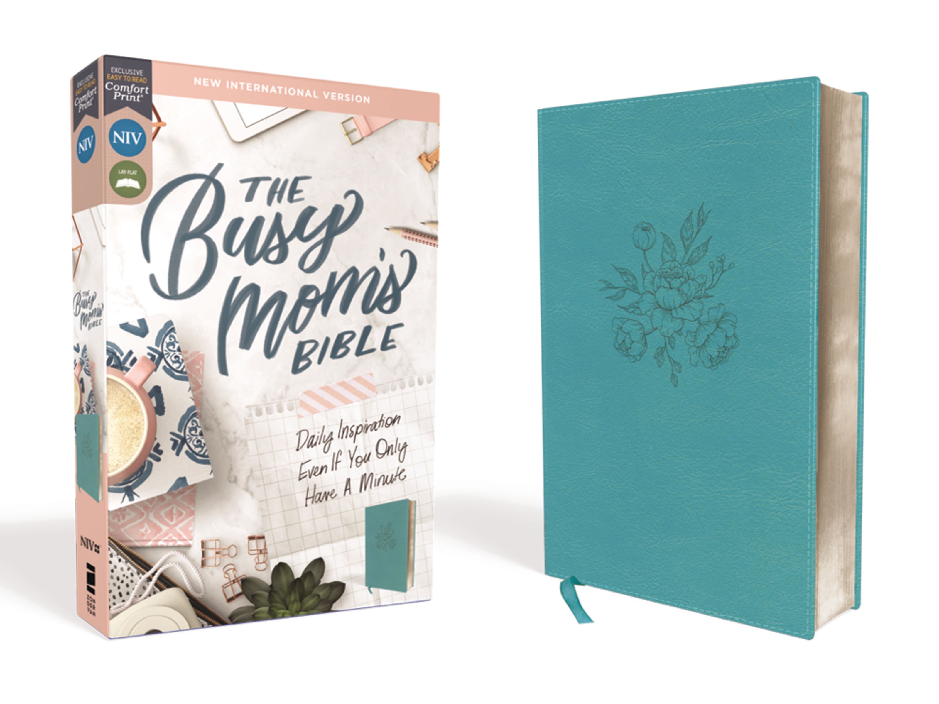 NIV, The Busy Mom's Bible, Leathersoft, Teal, Red Letter Edition, Comfort Print book cover