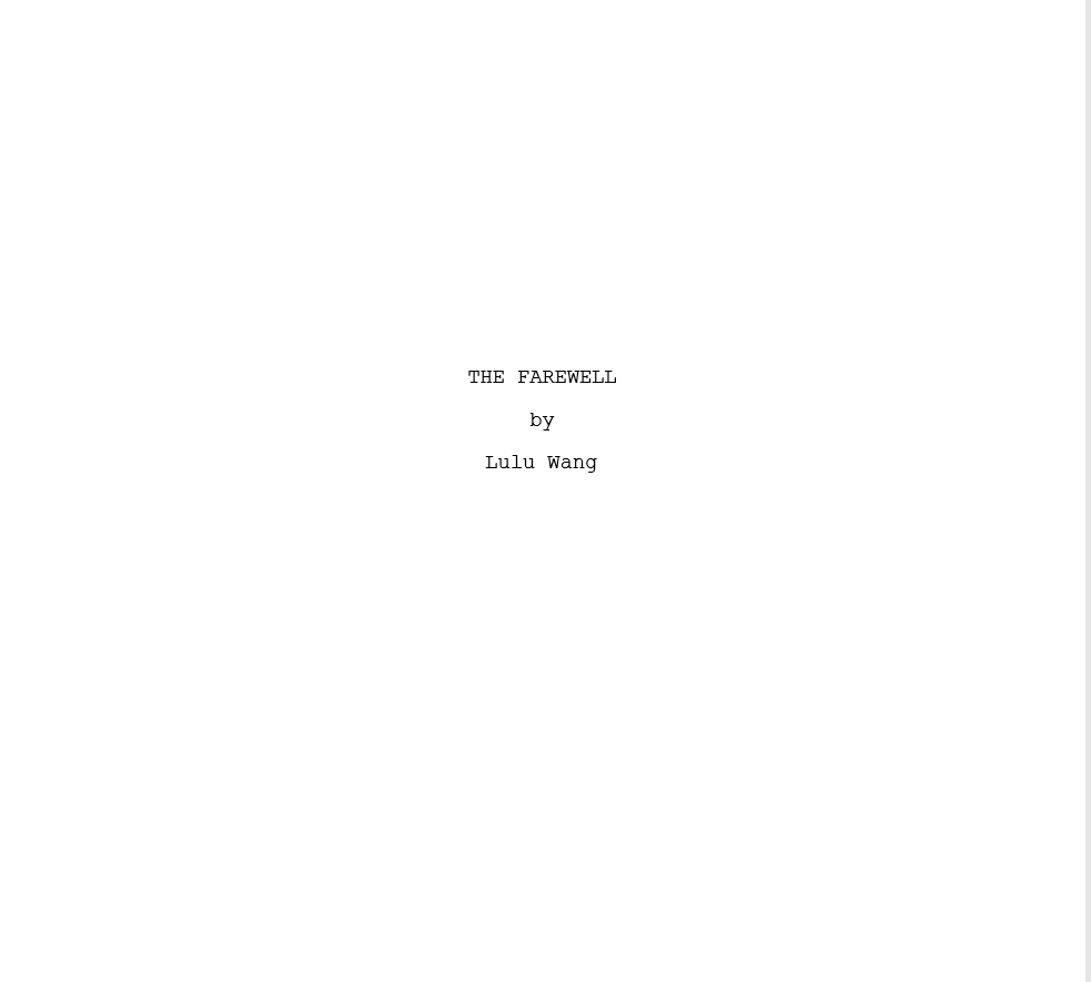 The Farewell screenplay