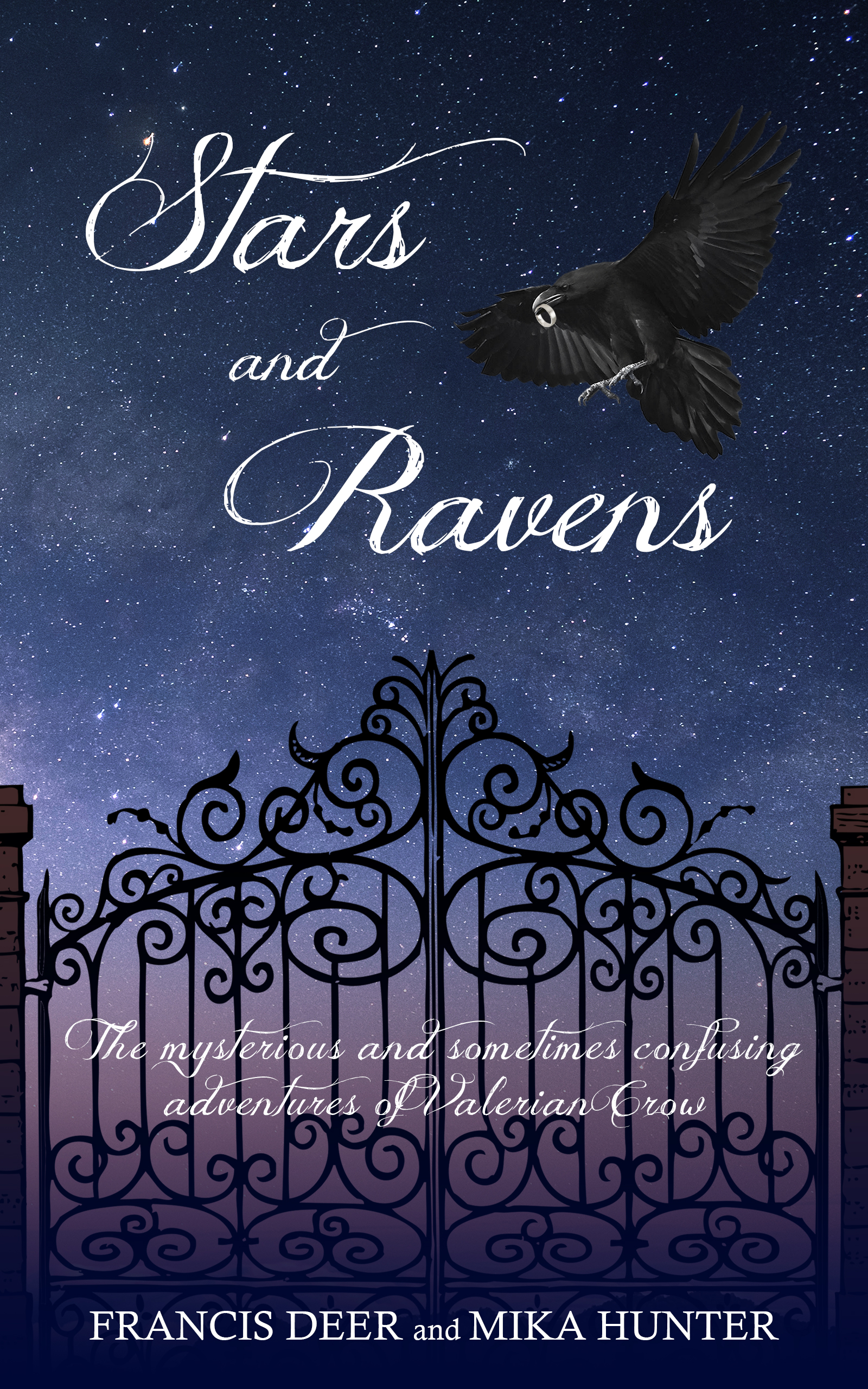 Stars and Ravens, a fantasy mystery novel by Francis Deer and Mika Hunter with a beautiful, night-time cover.