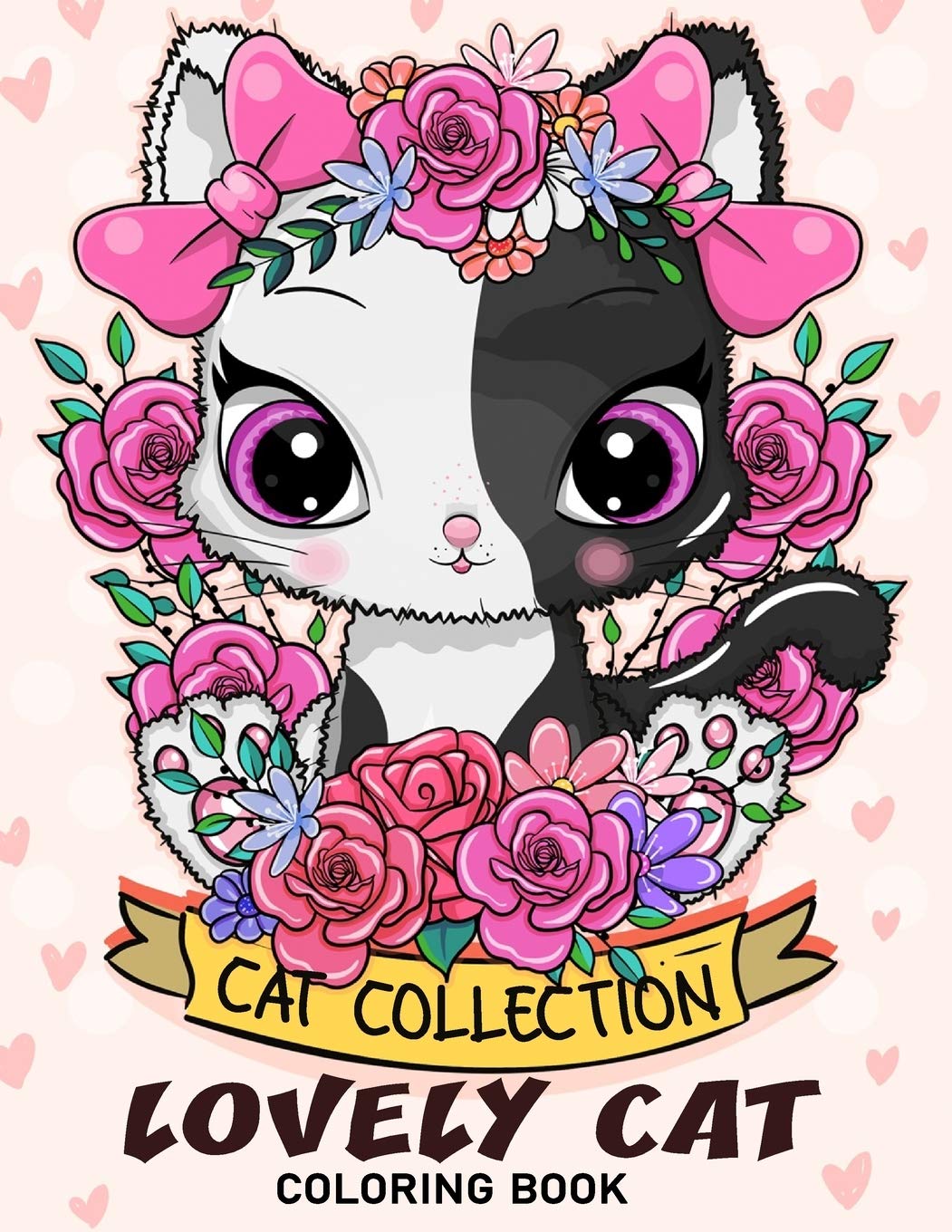 Lovely Cat Coloring Book: Adorable Cat Adults Coloring Book Stress ...