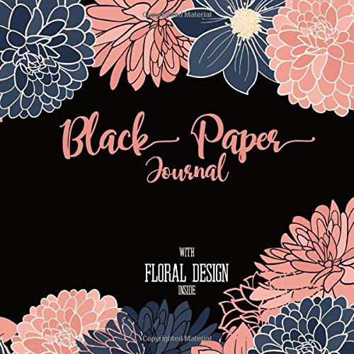 BLACK PAPER JOURNAL with floral design inside A beautiful, square