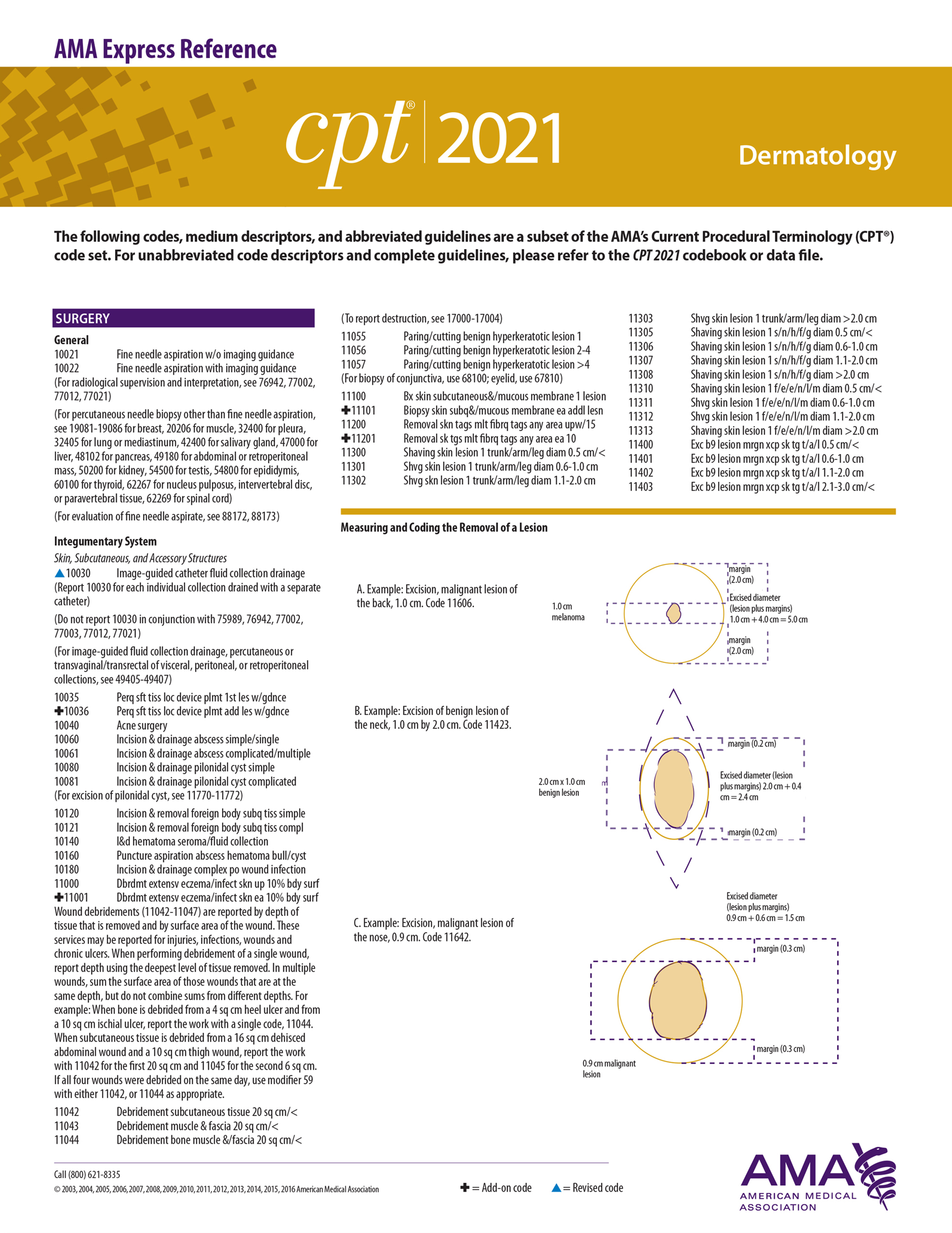 CPT 2021 Express Reference Coding Card: Dermatology by American Medical ...