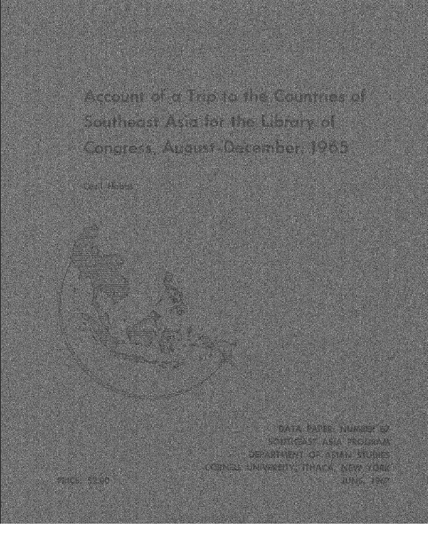 Account of a Trip to the Countries of Southeast Asia for the Library of Congress, August-December, 1965 book cover