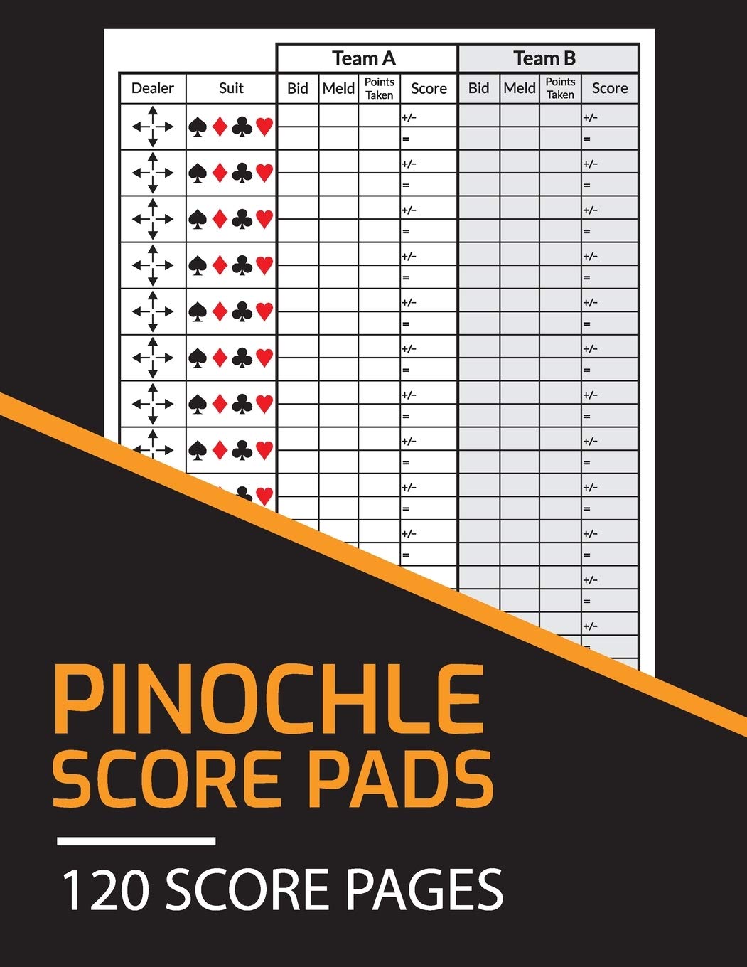 Pinochle Score Pads 120 Score Pages Personal Scoresheet Record Book, Pinochle Card Game, Meld