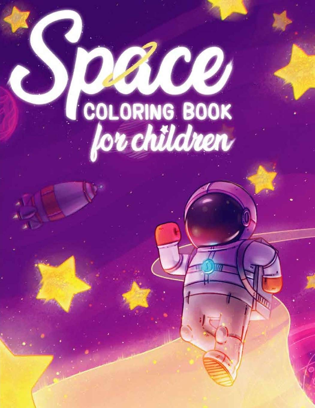 Space coloring book for children 50 space images and over 100