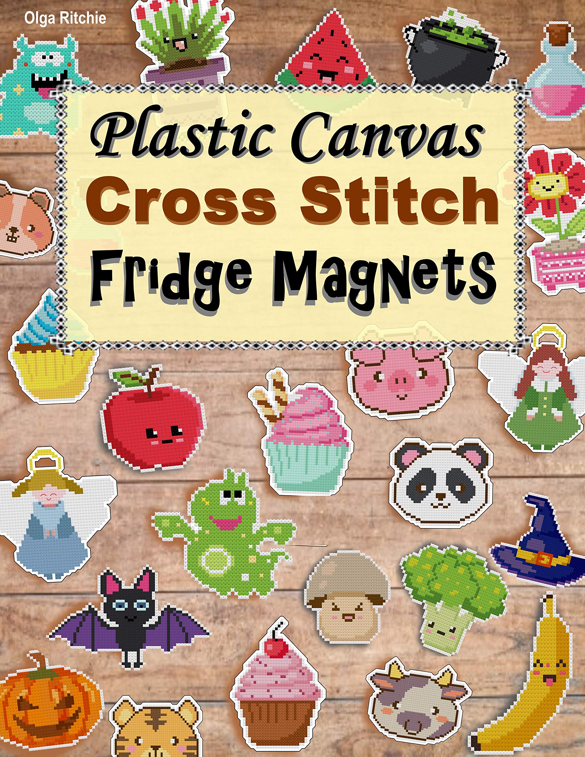 Plastic Canvas Cross Stitch Fridge Magnets: Embroidery Patterns