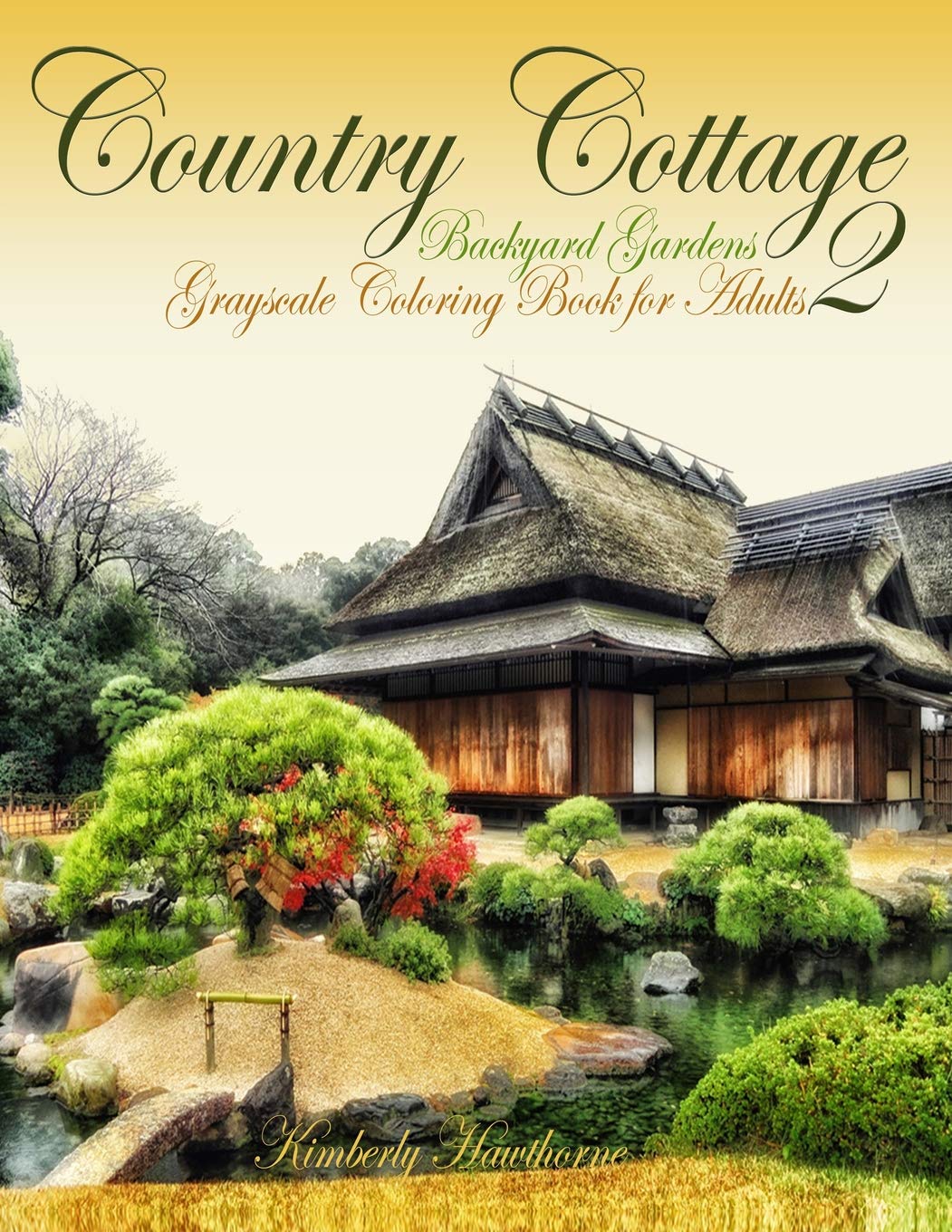 Country Cottage Backyard Gardens 2 Grayscale Coloring Book for Adults ...