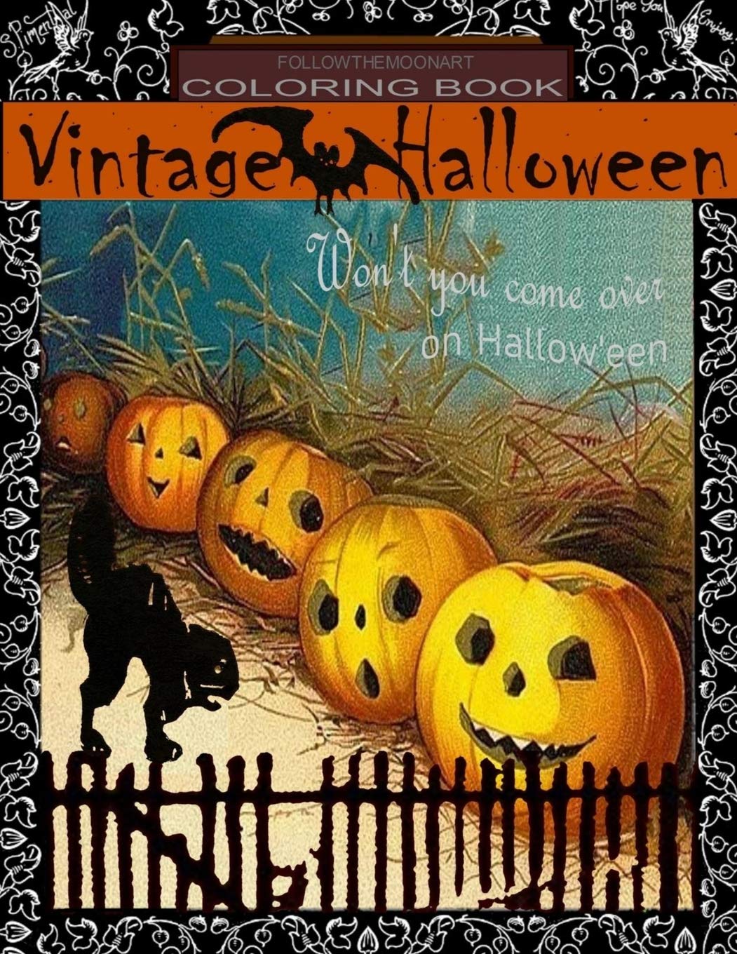 Vintage Halloween Coloring Book Won't you come over on Halloween by