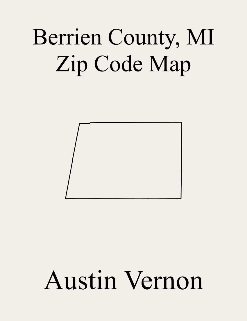 Berrien County, Michigan Zip Code Map Includes Bainbridge, Baroda