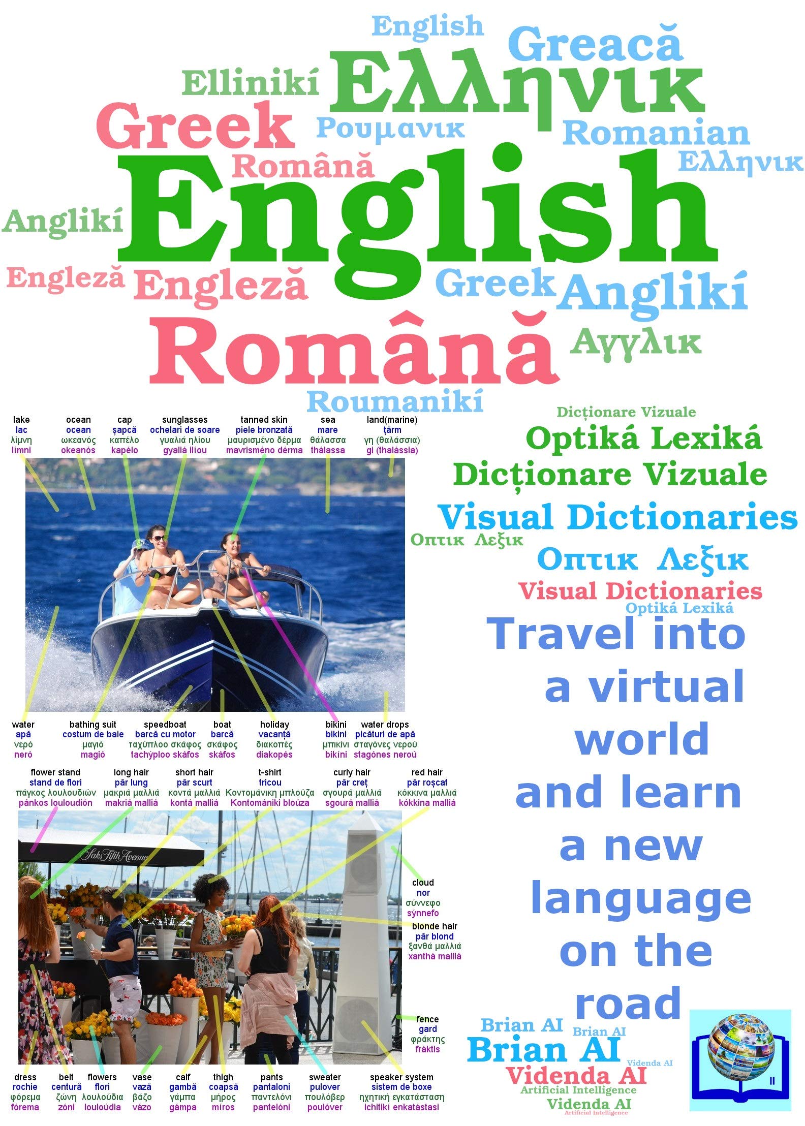 Dictionary English, Romanian, Greek, Greek Travel into a