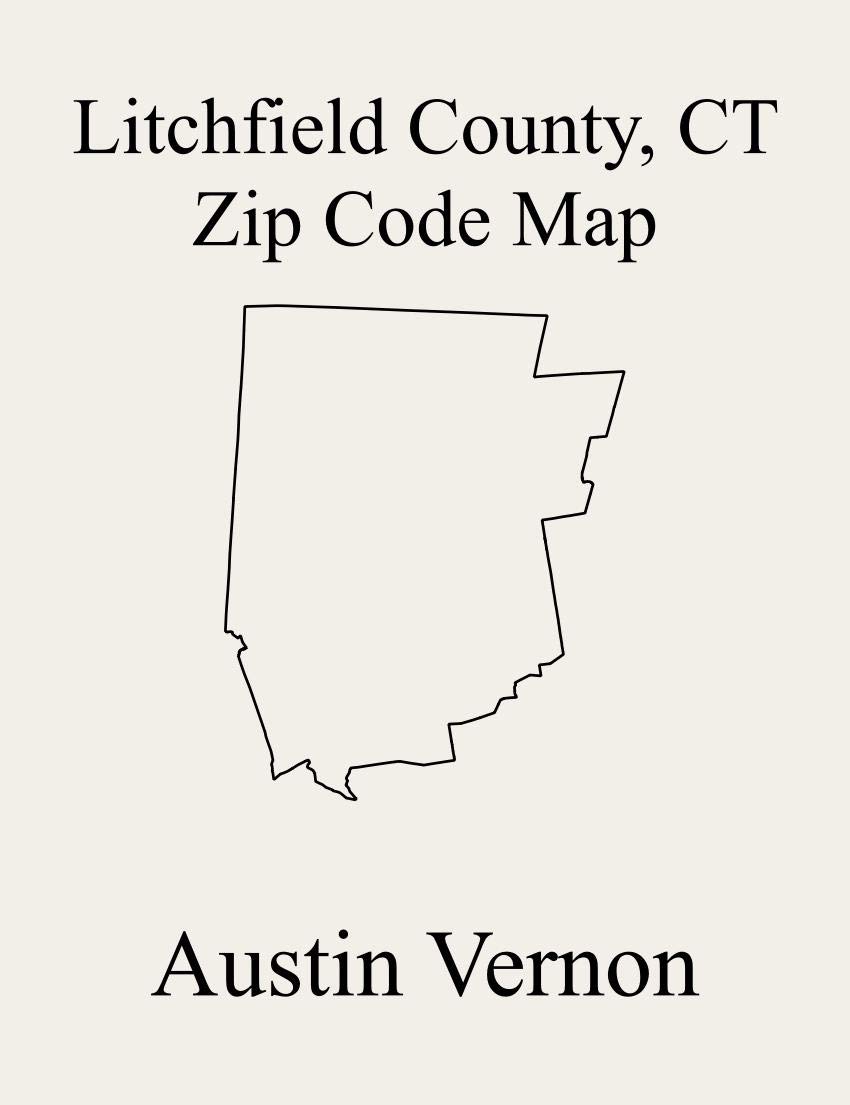 Litchfield County, Connecticut Zip Code Map Includes Roxbury
