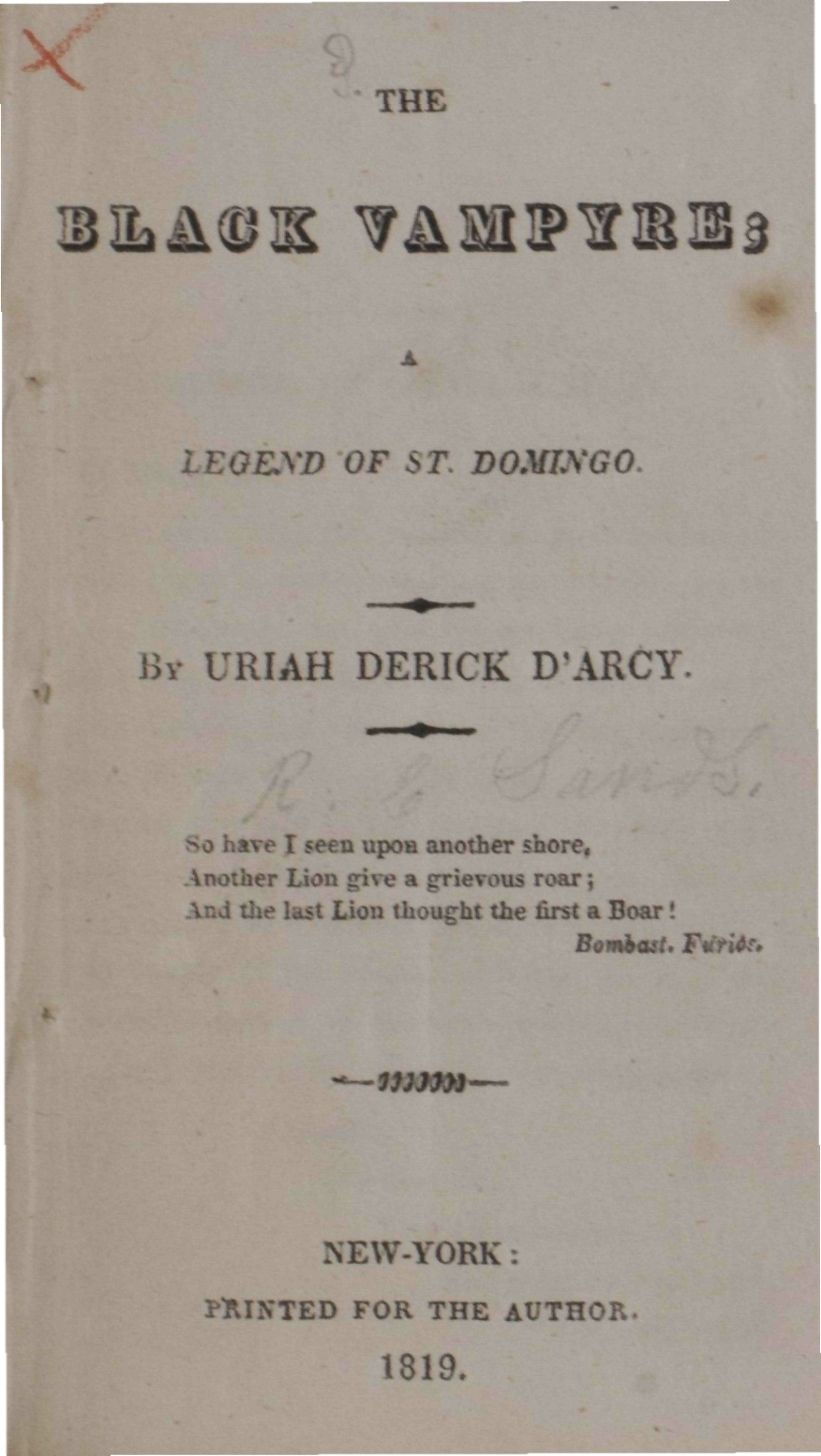 The Black Vampyre: A Legend of St. Domingo