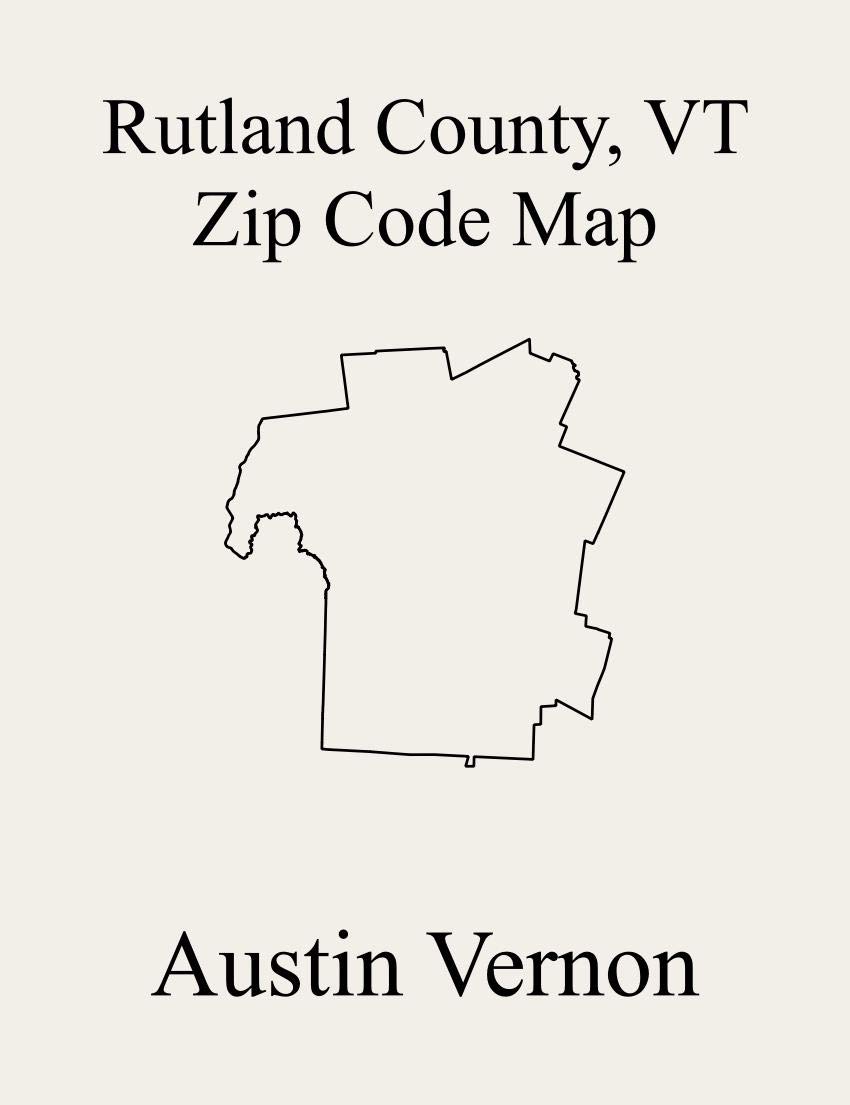 Rutland County, Vermont Zip Code Map Includes Brandon, Castleton