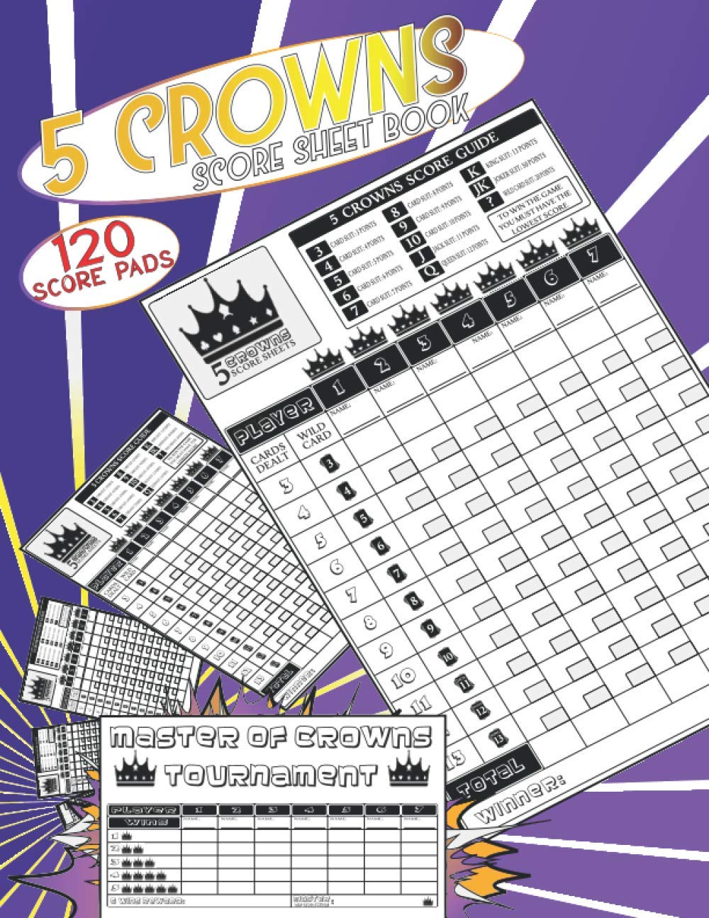 5 CROWNS SCORE SHEET BOOK 120 Pages 5 Crowns card game Score Sheets