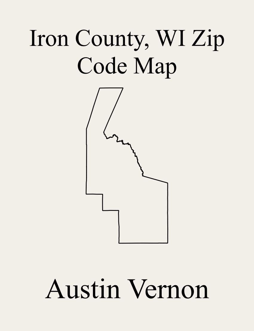 Iron County, Wisconsin Zip Code Map Includes Saxon, Kimball, Oma