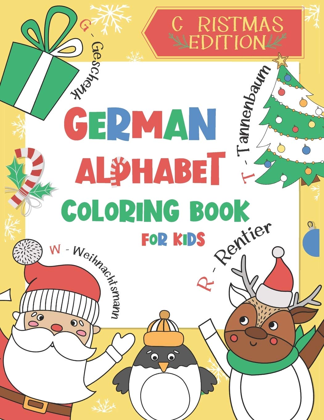 German Alphabet Coloring Book for Kids: Christmas Edition: Color and ...