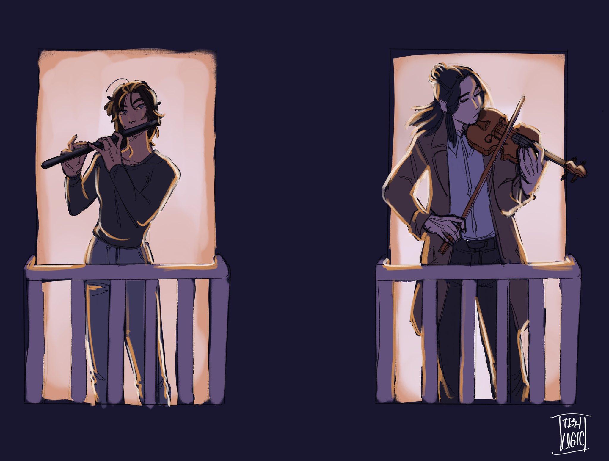 through a window softly