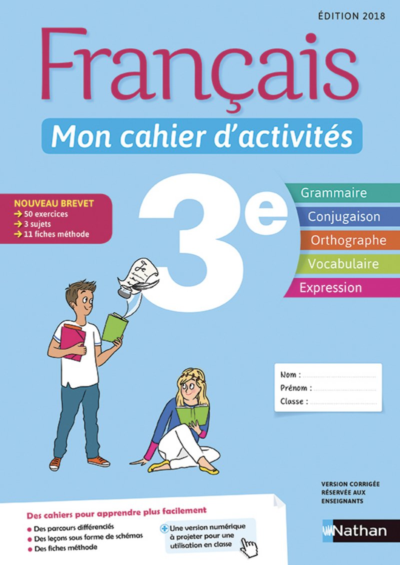 Mon Cahier De Français 6ème Corrigé Pdf Nathan Reproduction Etna Rejeter cahier de francais 3eme mille couverture maximiser