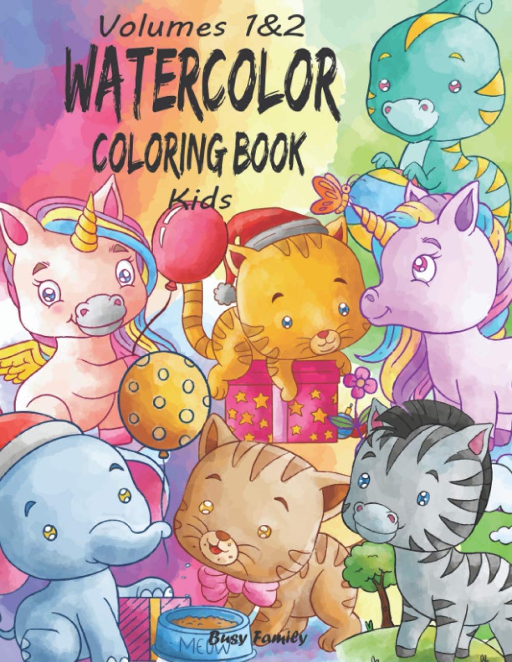 Watercolor Coloring Book Kids: (Volumes 1&2) 12 ADORABLE High-Quality ...