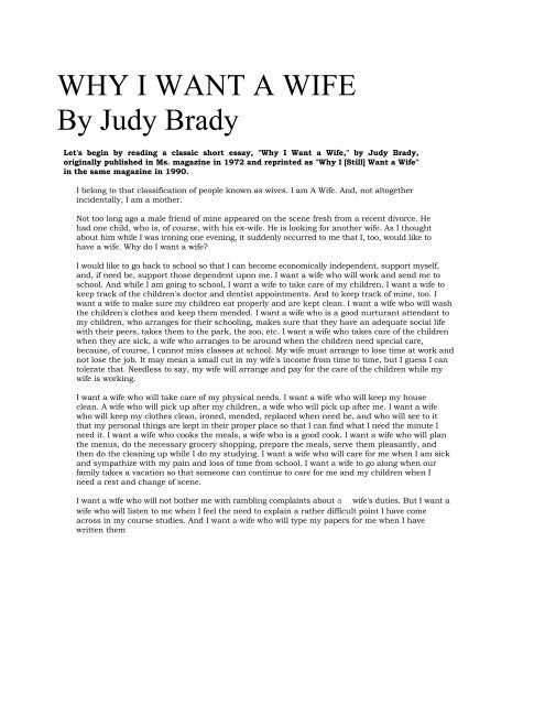 I Want A Wife