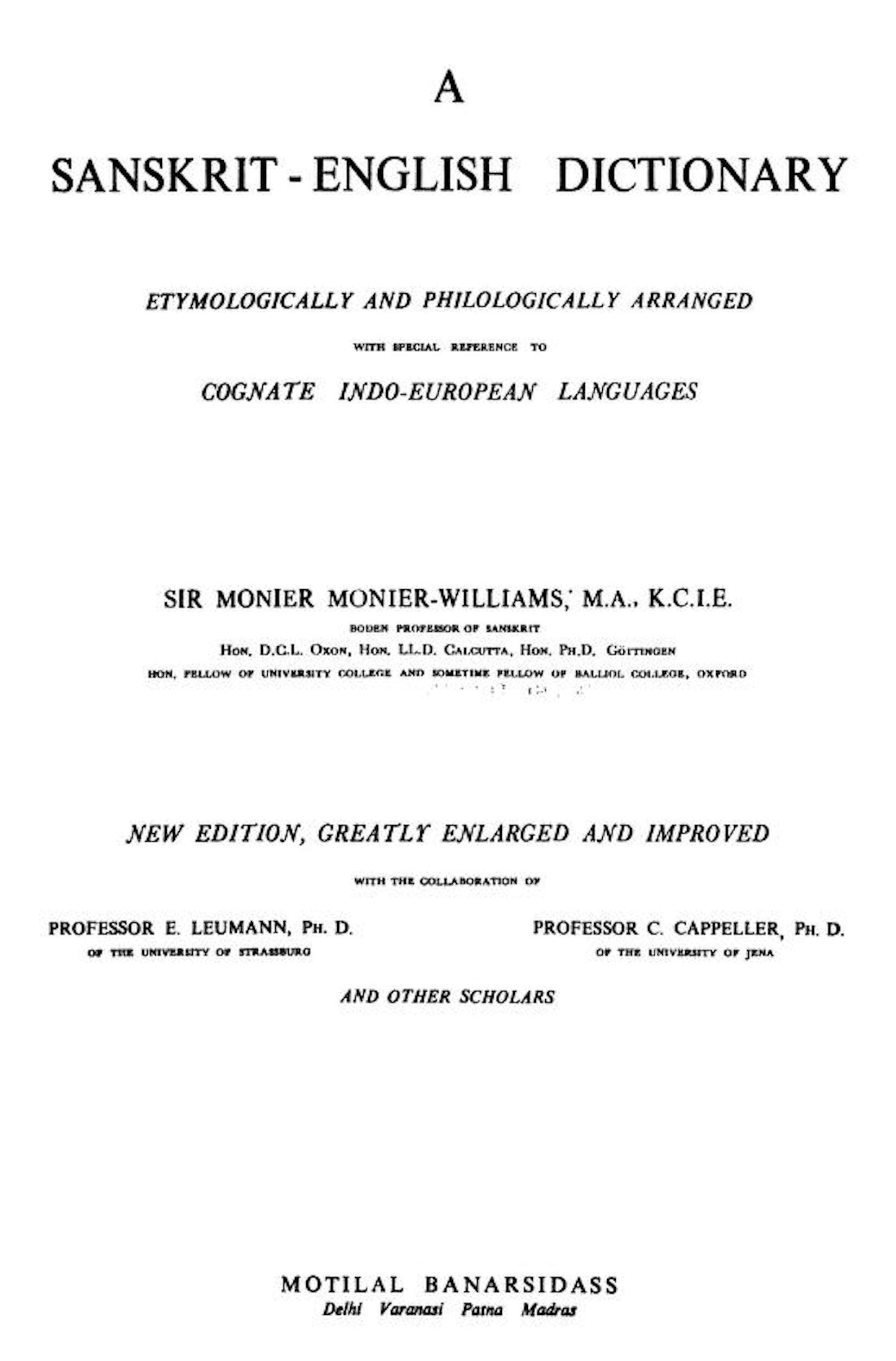 A Sanskrit English Dictionary (1899) by Monier MonierWilliams Goodreads
