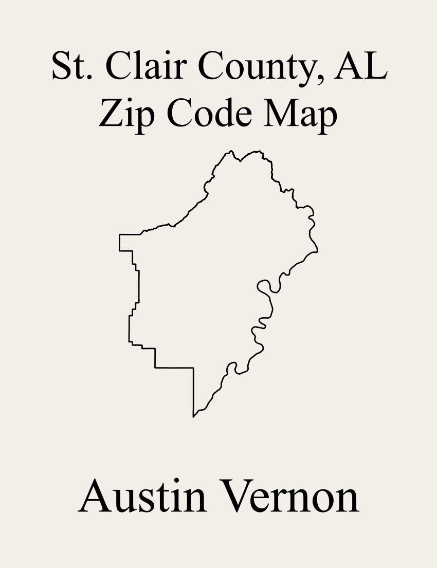St Clair County, Alabama Zip Code Map Includes Springville, Ashville