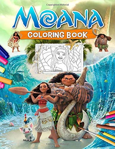 Moana Coloring Book: Moana Awesome Coloring Book For Kids Ages 4-8 With ...