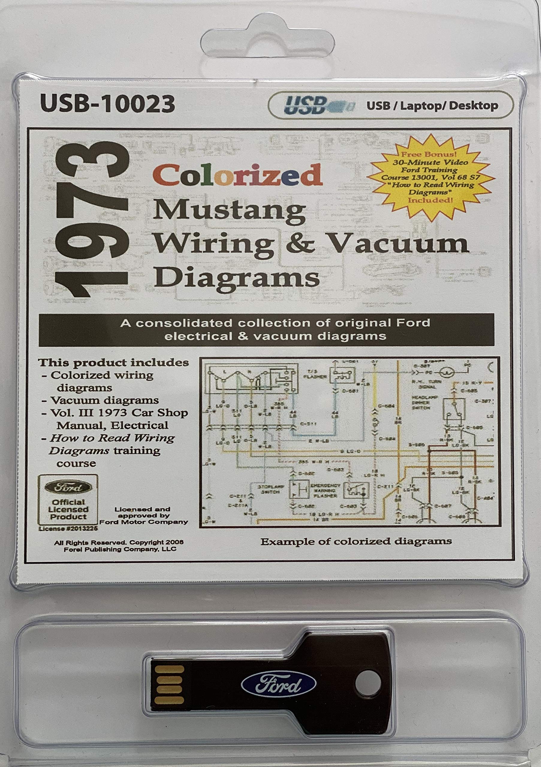 1973 Colorized Ford Mustang Wiring and Vacuum Diagrams by Ford