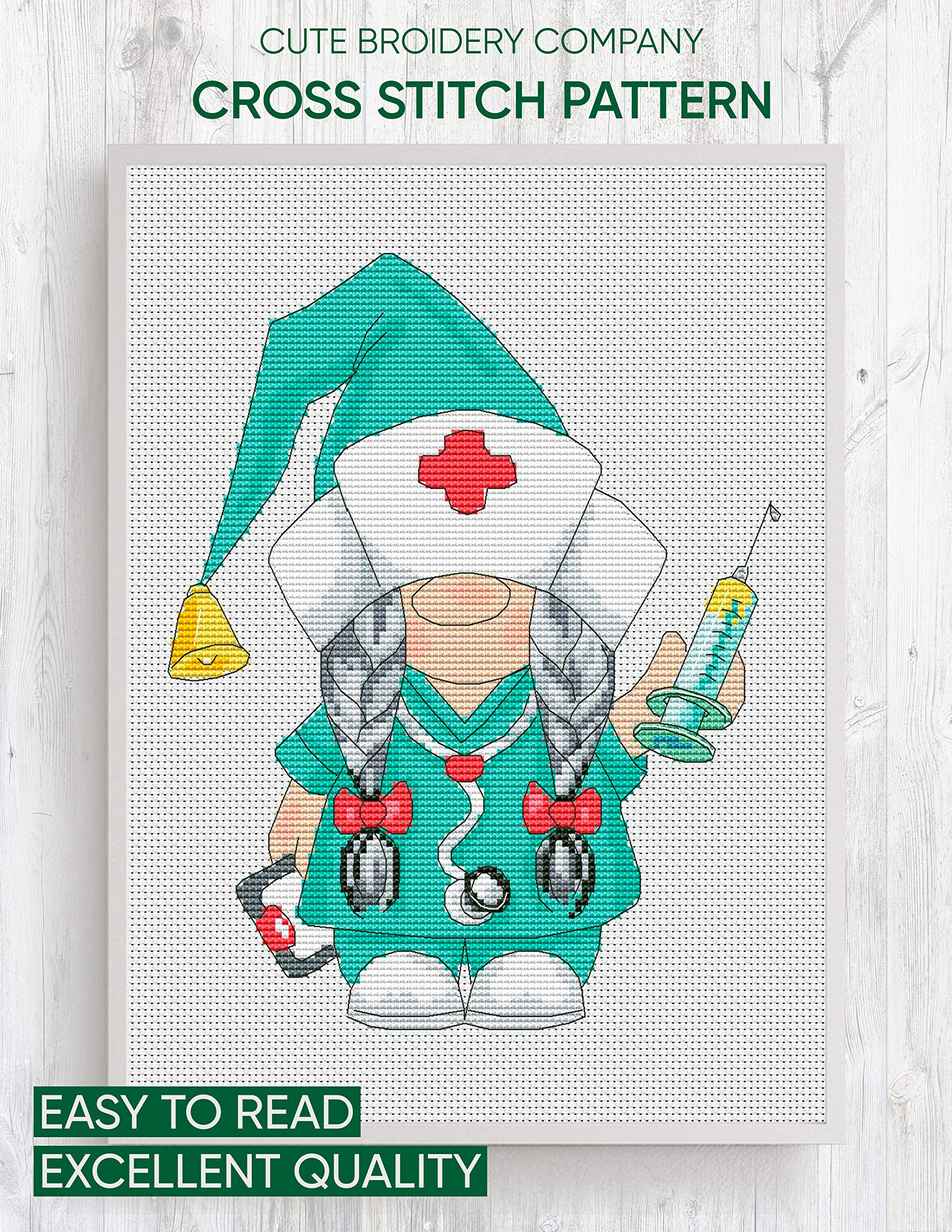 Cross stitch pattern Nurse Counted cross stitch by Cute Broidery