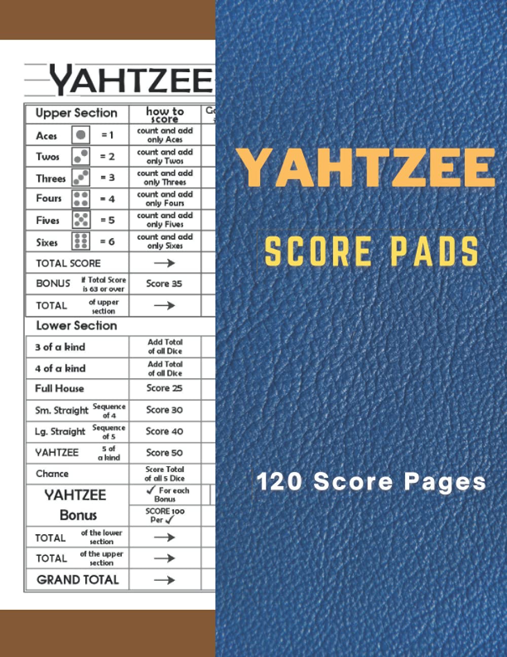 yahtzee score sheets large print yahtzee game score pad yahtzee score book yatzee score cards dice board game 120 large print pages 8 5 x 11 inches by game scorebooks prints goodreads