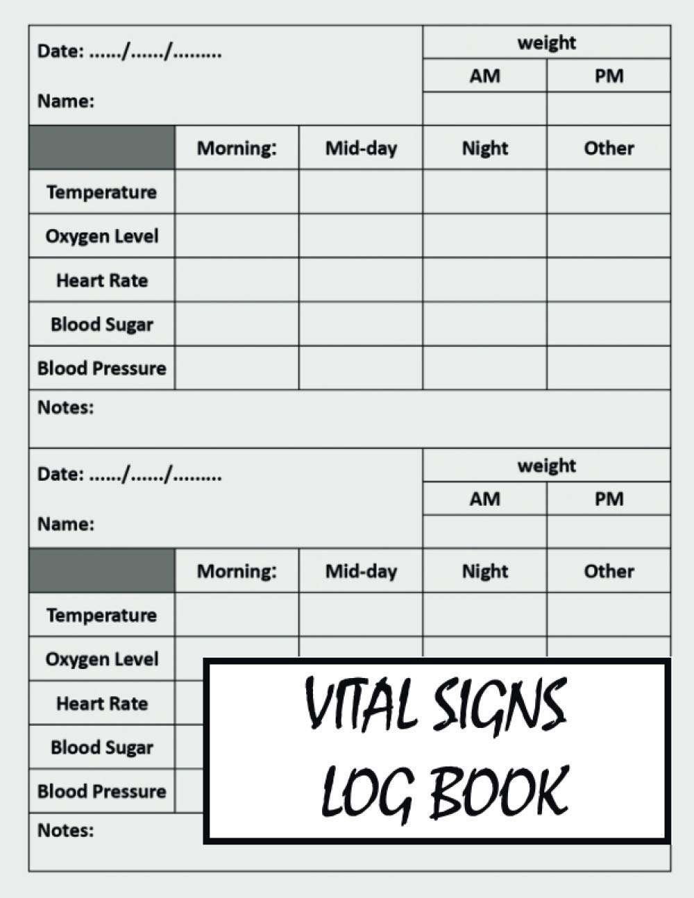 Vital Signs Log Book Personal Health Record Keeper And Logbook. Vital Signs Log Book For Nurses