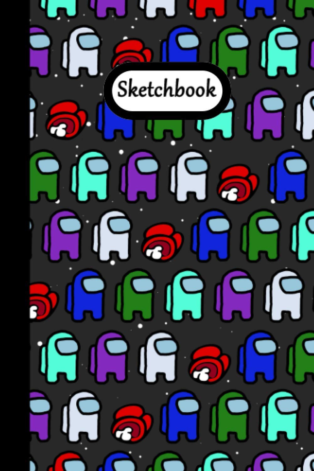 Sketchbook Among Us Imposters and Crewmates Clolorful Characters Pattern Blank 6x9 inches